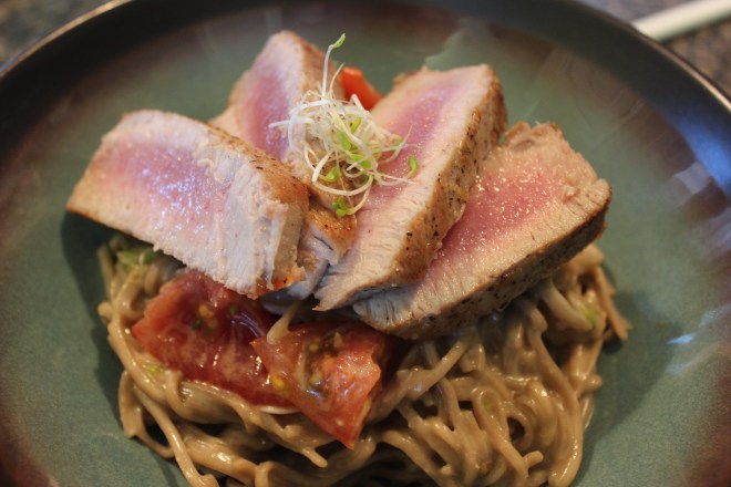 Seared Ahi Tuna on Soba Noodle Salad