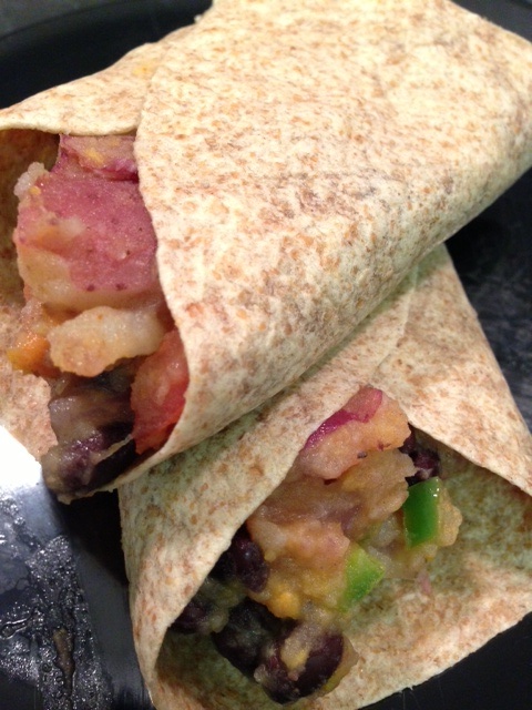 Spicy sweet potato burritos