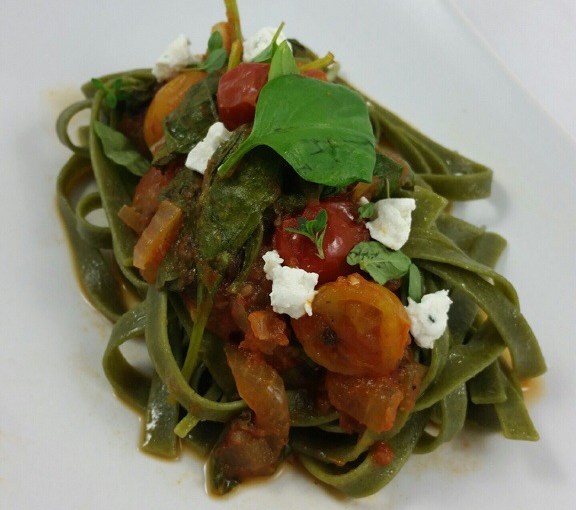 Sweet Rustic Tomato Sauce with Spinach&nbsp;Noodles