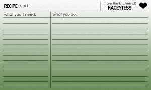 Kaceytess recipe card lunch