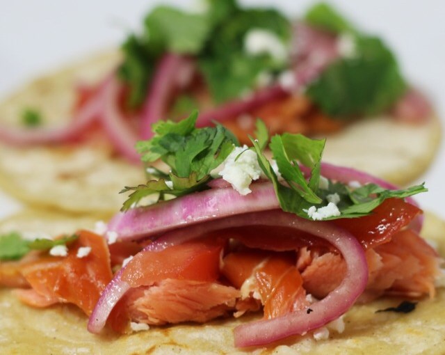 Smoked salmon tacos