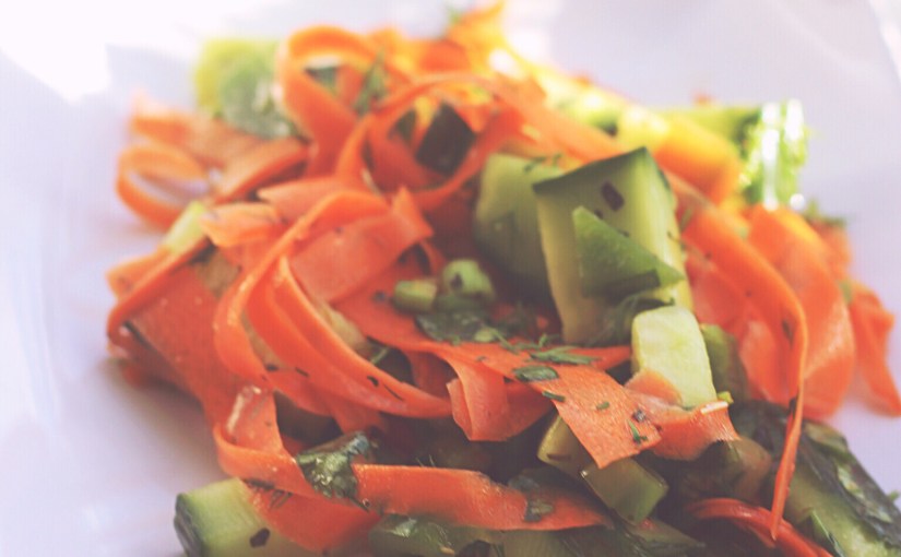 Shaved carrot + cucumber&nbsp;salad