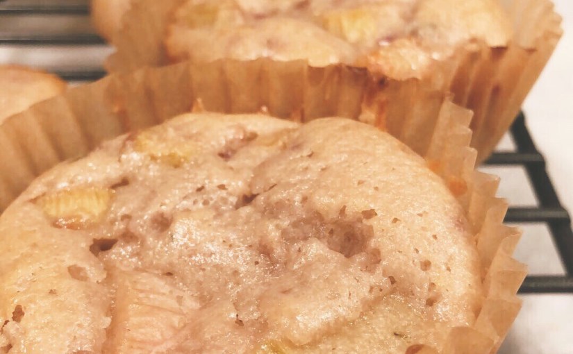 Thyme, raspberry + rhubarb&nbsp;muffins